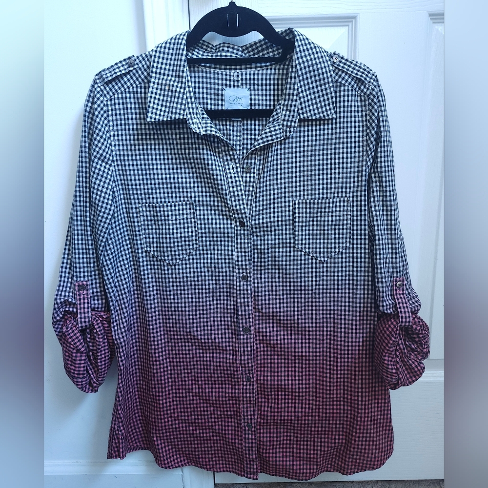 PJK Patterson J. Kincaid Button Down Shirt  in Color Gradient Check Pattern